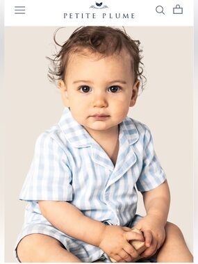 Petite Plume Blue Gingham Baby One-Piece Bodysuit